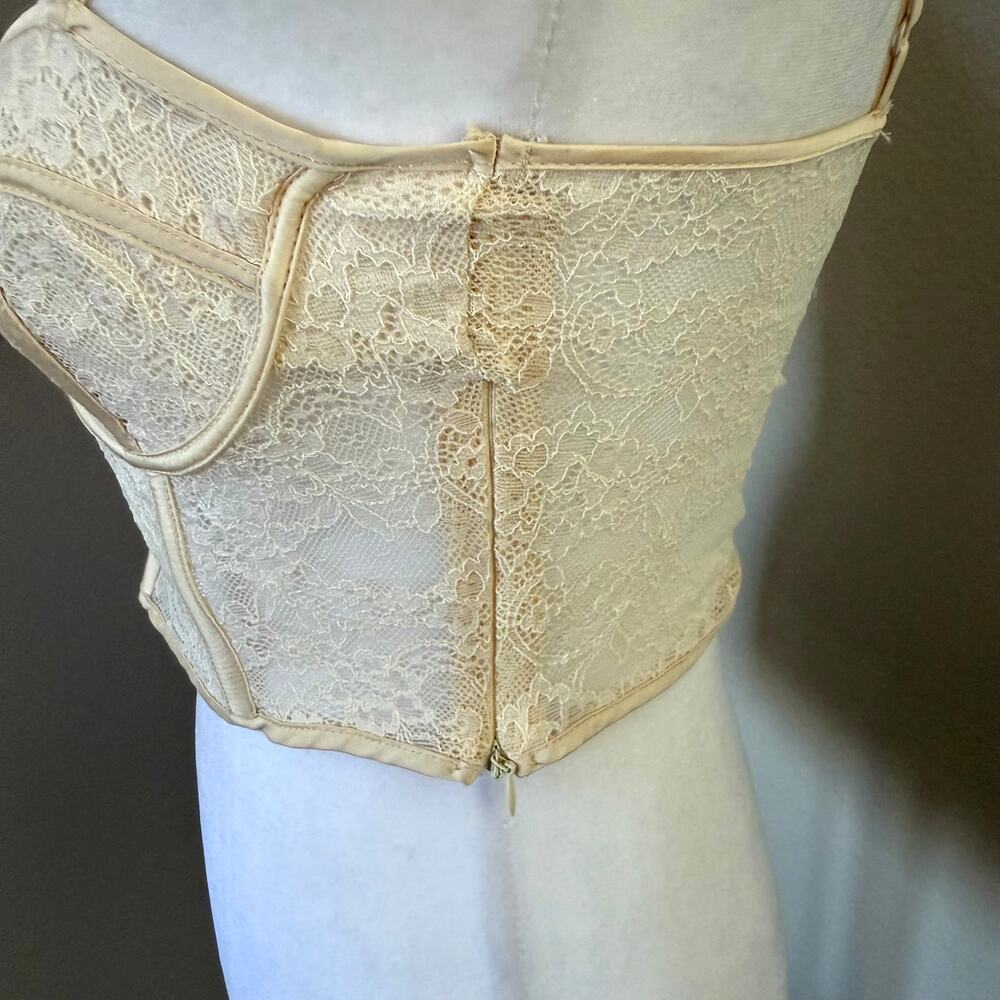 Zara Woman Ecru Combination Corset Style Top Size S Side Zip - Picture 3 of 5